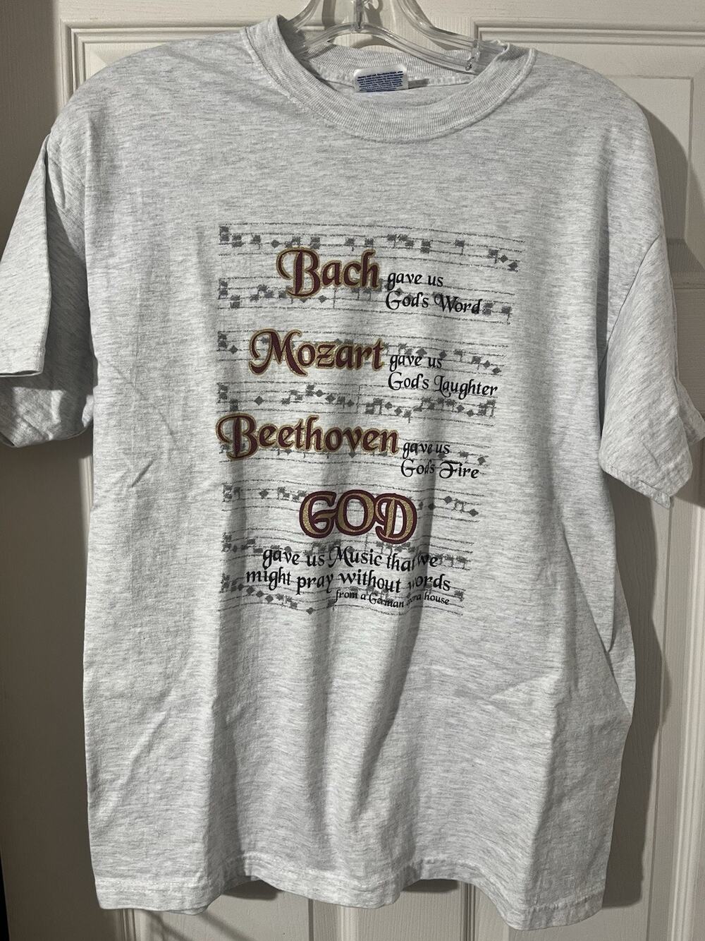 Vtg God Gave Us Music Shirt Sz M Bach Mozart Beethoven Jesus